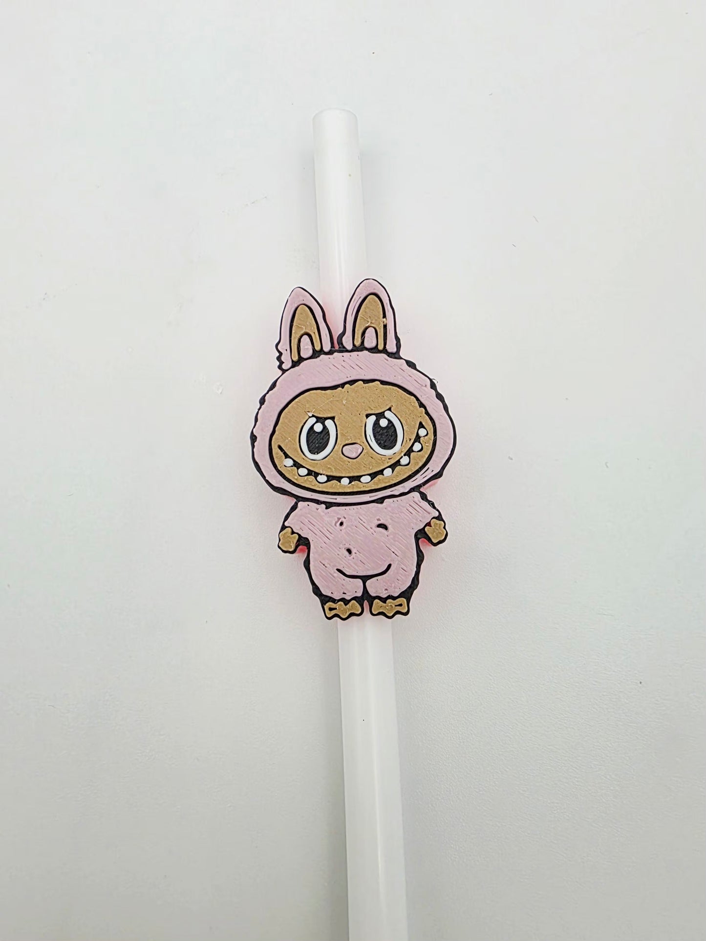 Pink labubu strawtopper