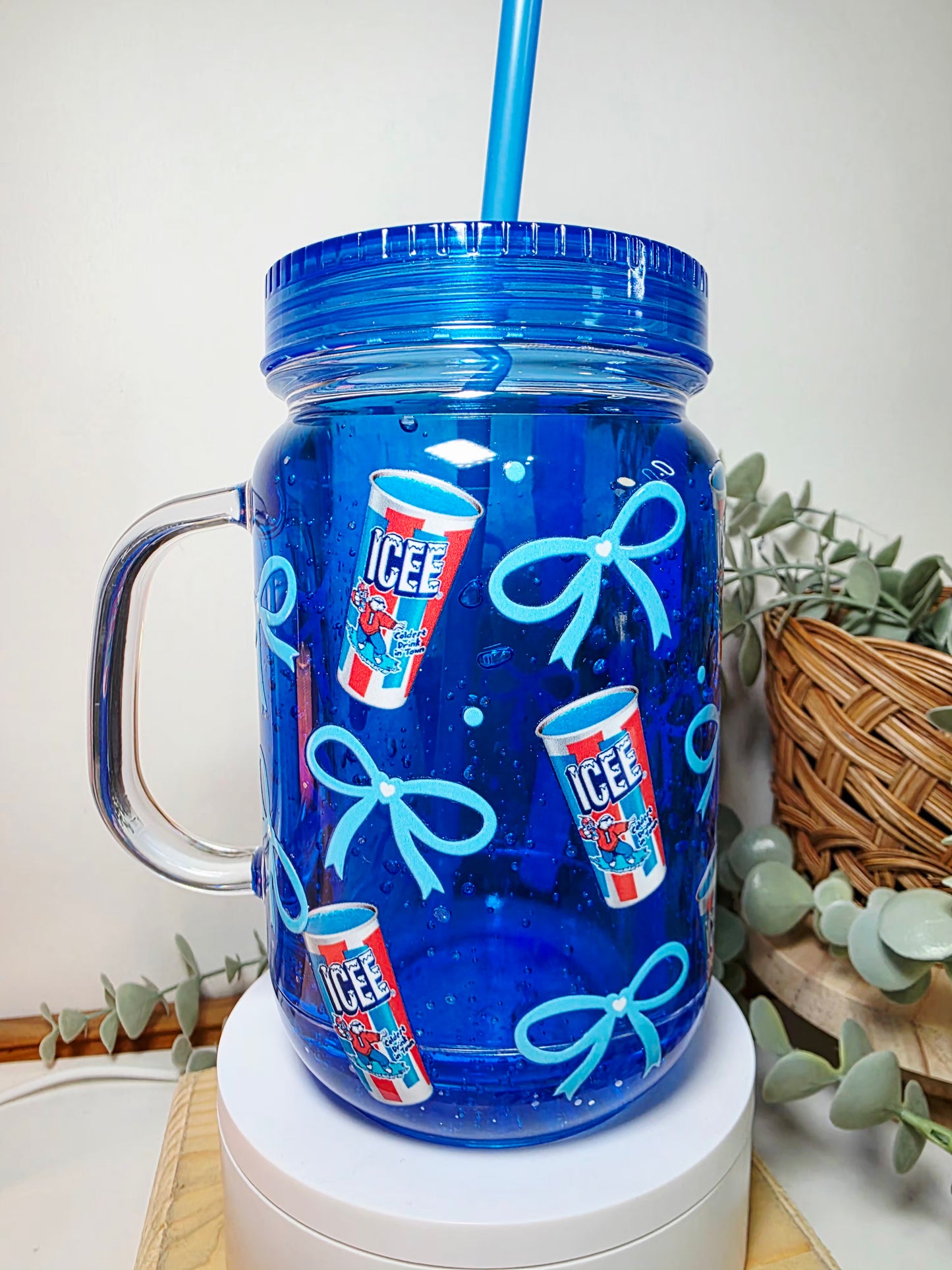 Pre-made 20oz mason snowglobe tumbler
