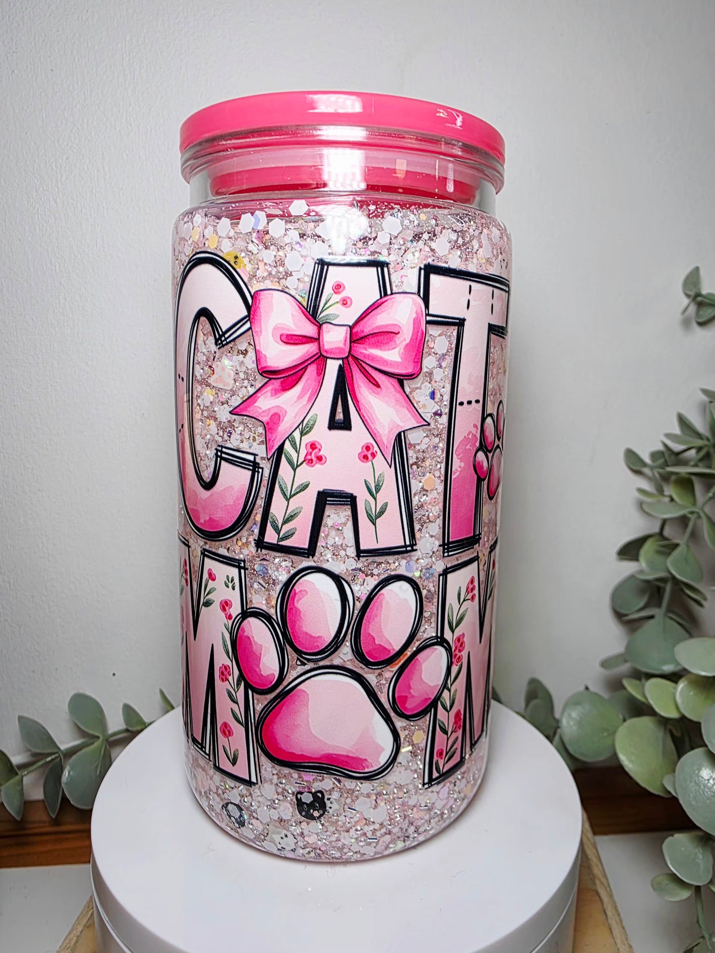 Pre-made 16oz acrylic snowglobe tumbler