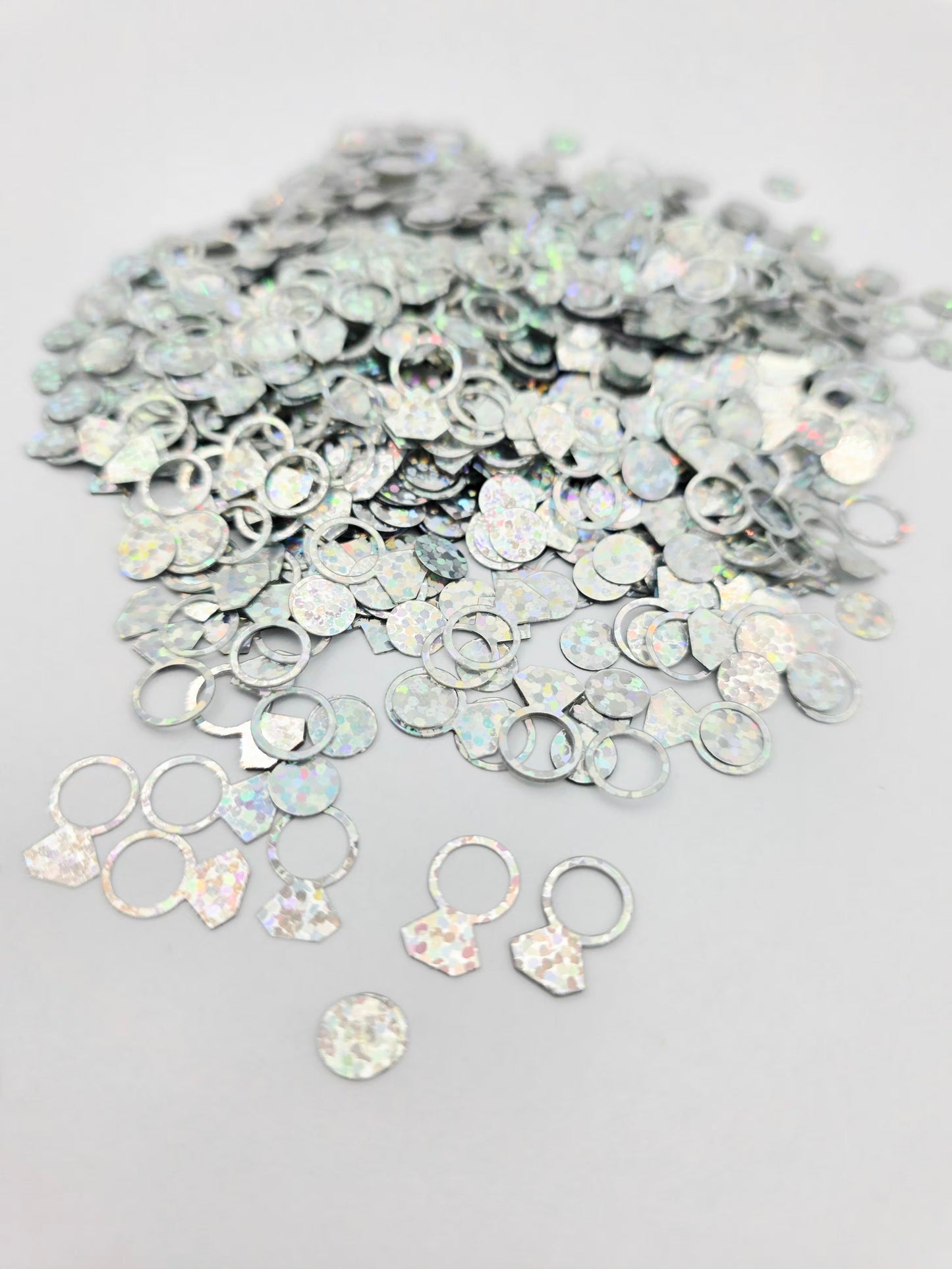 Silver Diamond Rings Shape Glitter