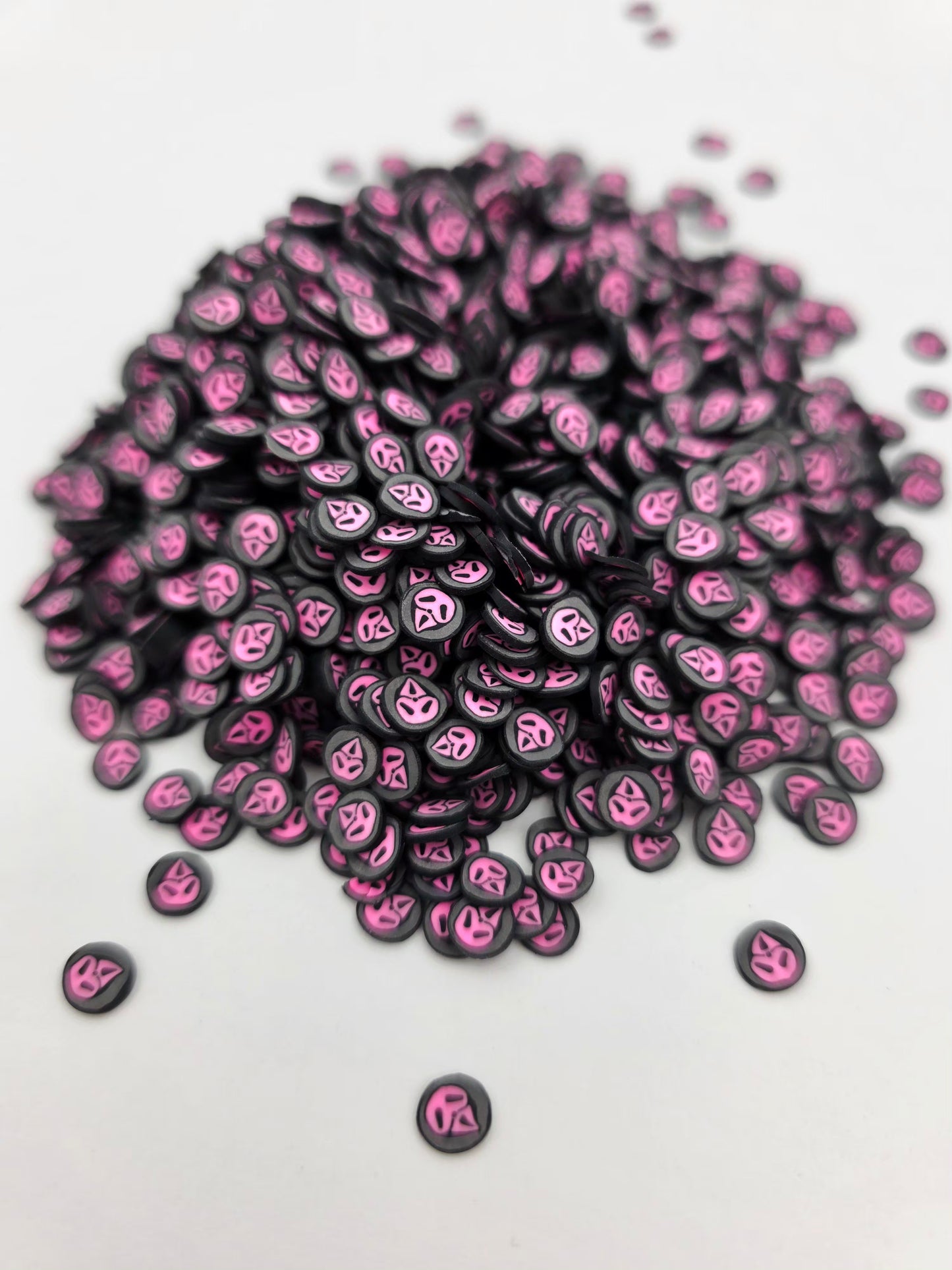 Ghostface black n pink Polymer Clay slices