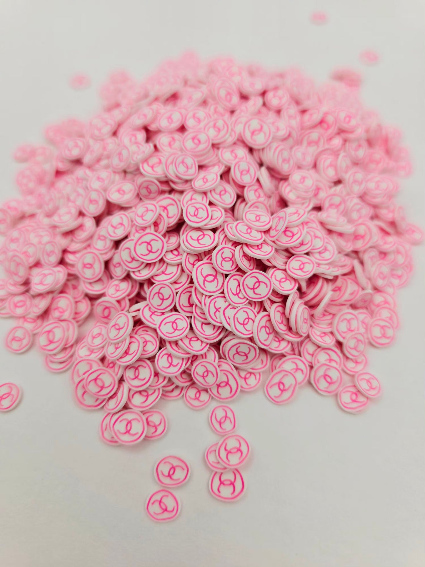 Pink cc Polymer Clay slices