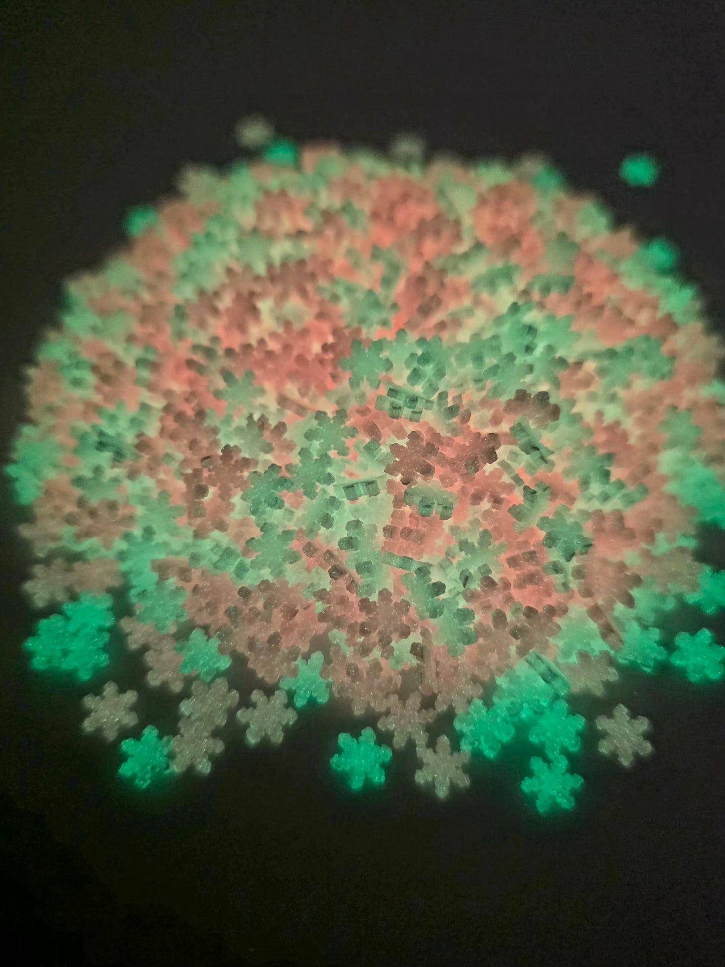 Pink and White Glow Snowflakes Polymer Clay