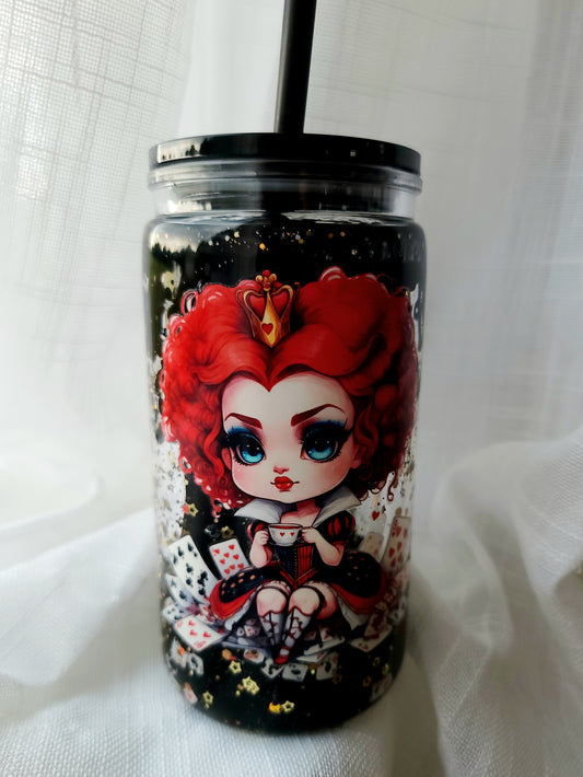 Queen of Hearts Snowglobe 160z. Tumbler