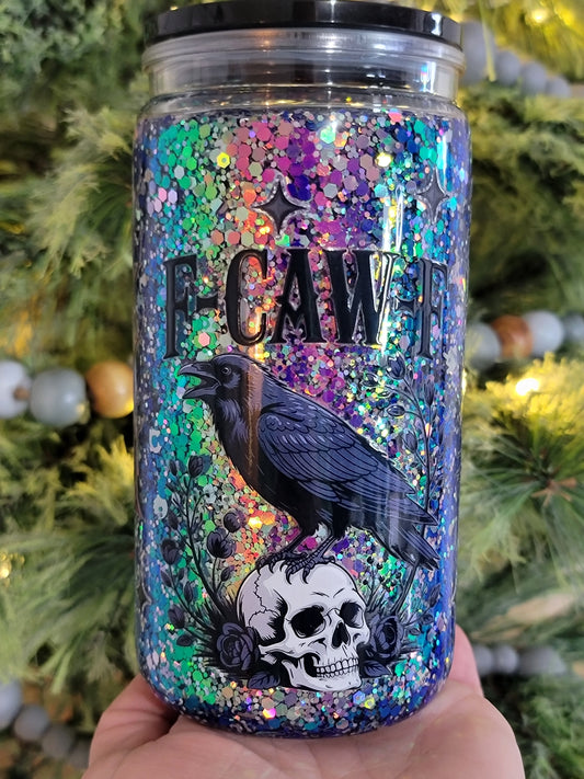 Pre-made 16oz acrylic snowglobe tumbler