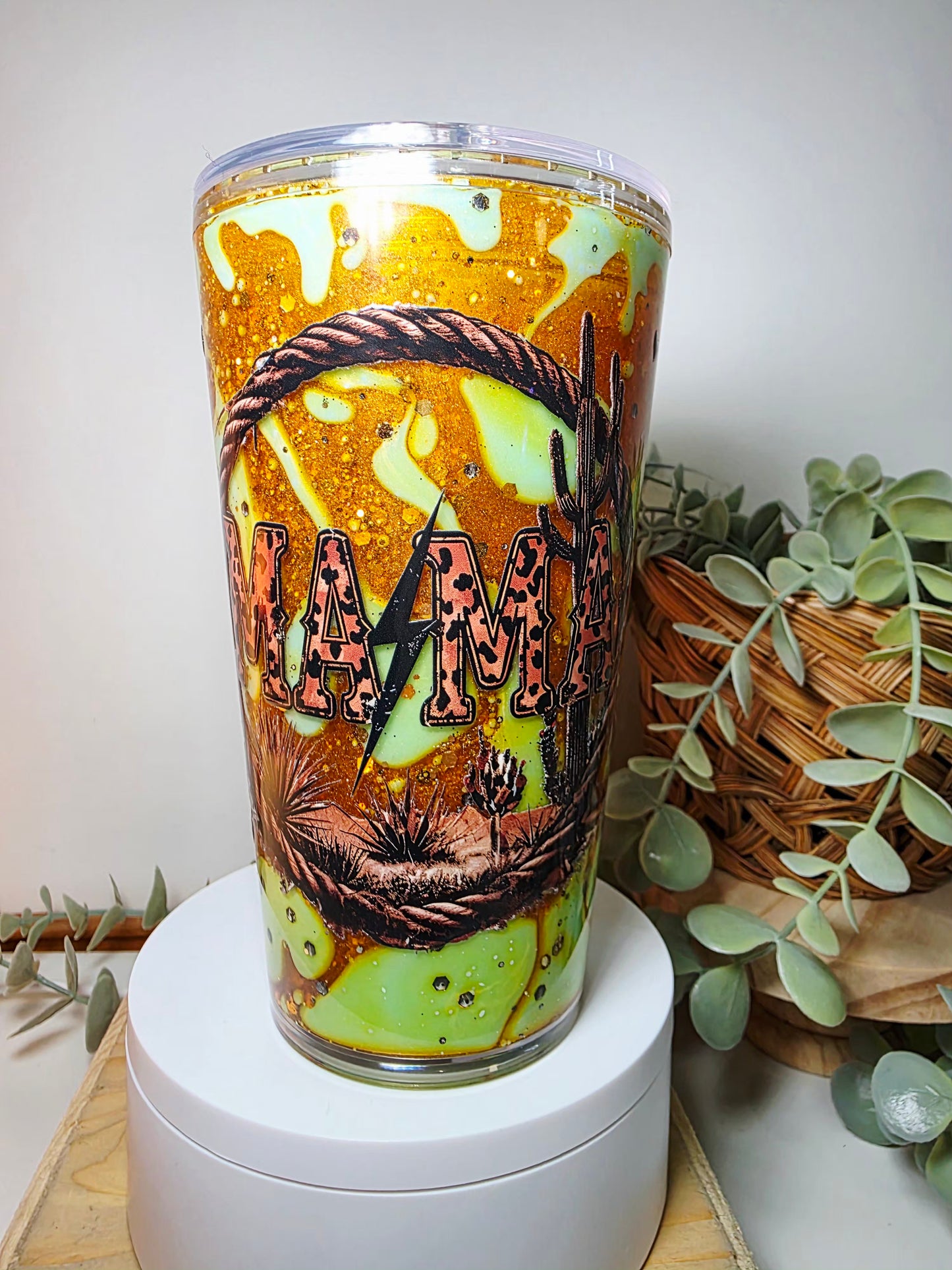 Pre-made 16oz acrylic snowglobe tumbler