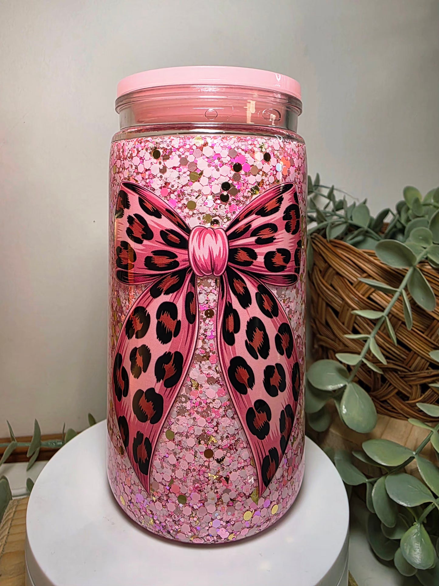 Pre-made 16oz acrylic snowglobe tumbler