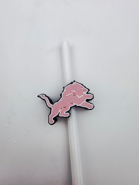 Pink lion strawtopper