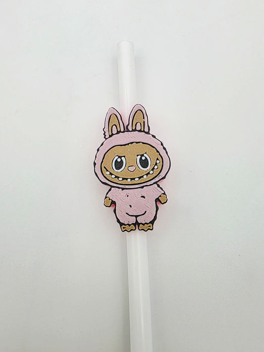 Pink labubu strawtopper