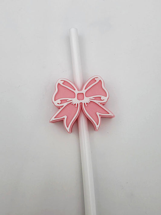 Pink bow strawtopper