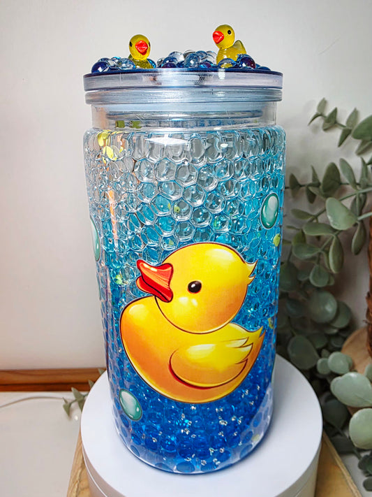 Pre-made 16oz acrylic snowglobe. Ducky
