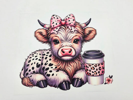 Pink coffee cow shirt design