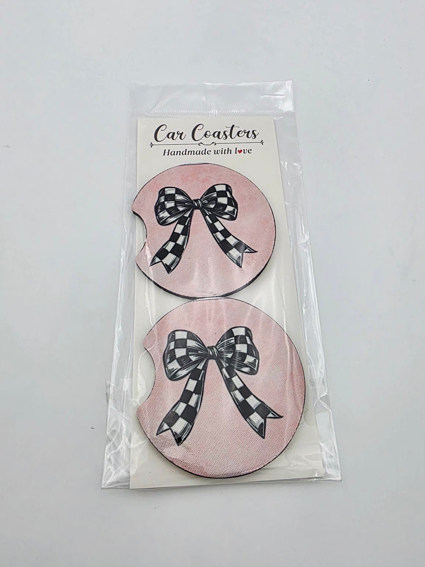 Car Coasters. Pink bows