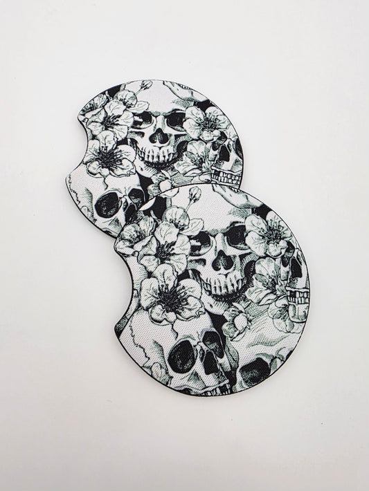 Skull floral car coasters