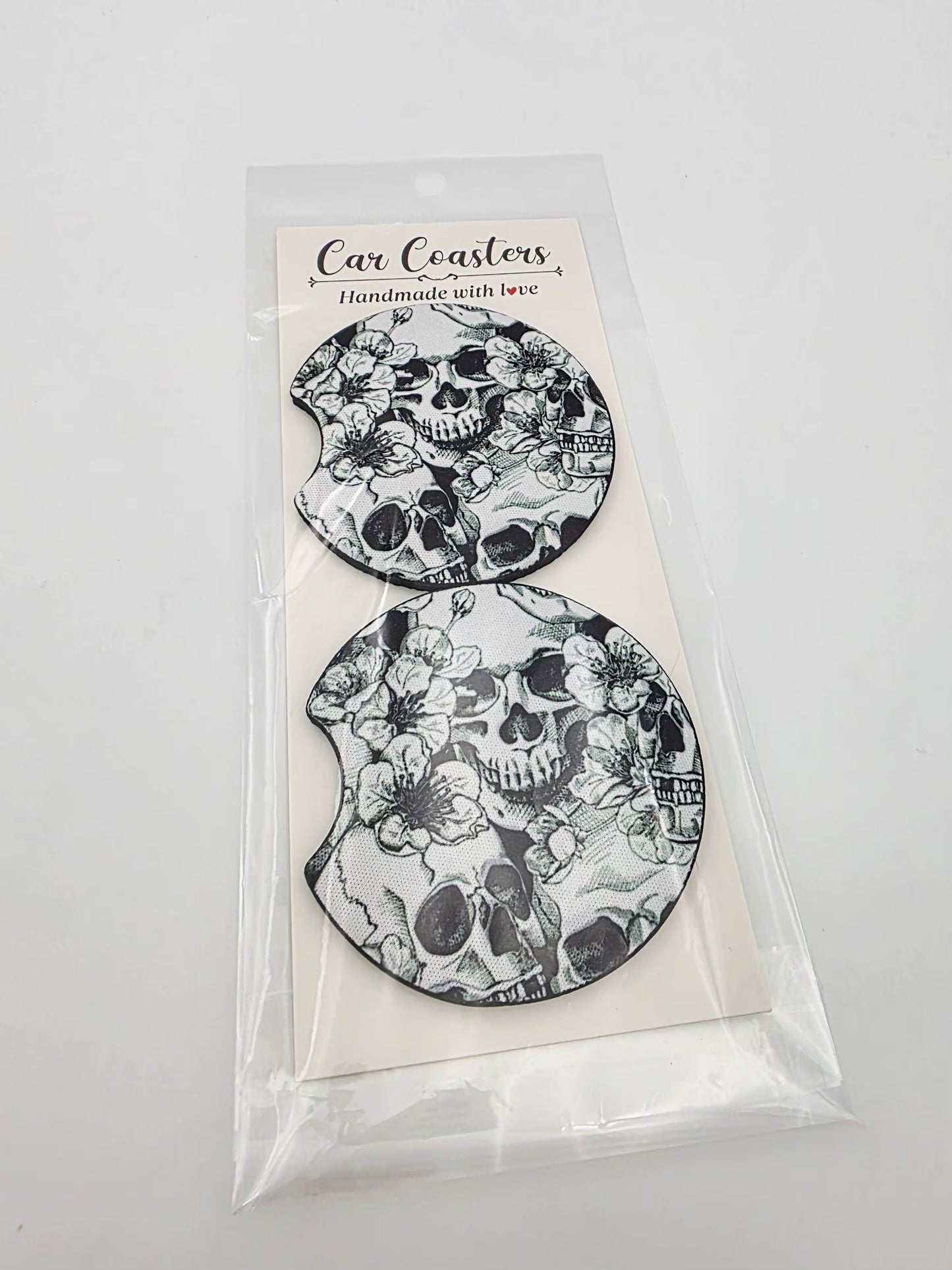Skull floral car coasters