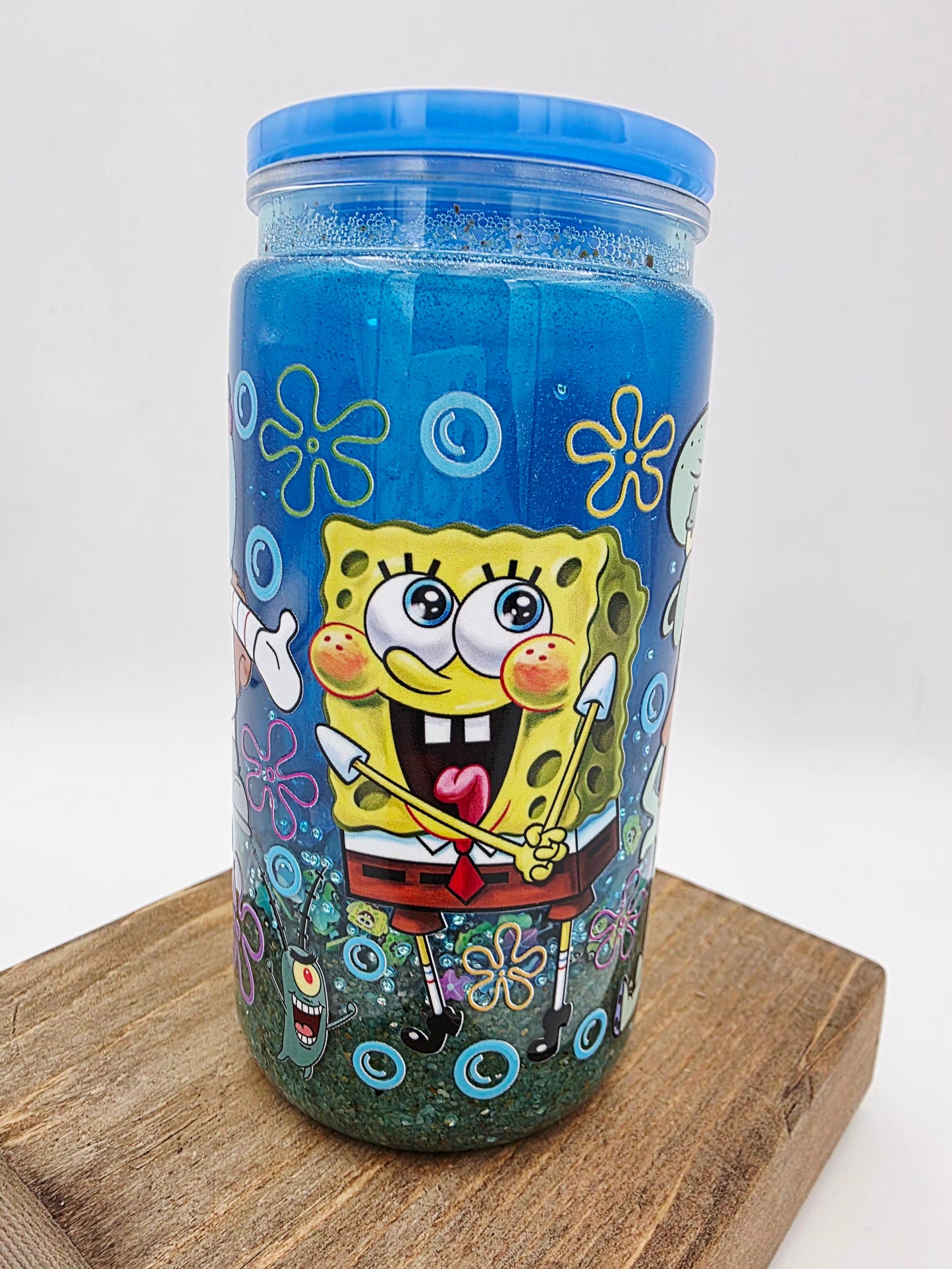 Pre-made SpongeBob 16oz acrylic snowglobe.