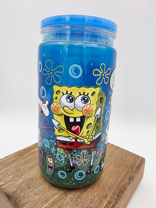 Pre-made SpongeBob 16oz acrylic snowglobe.