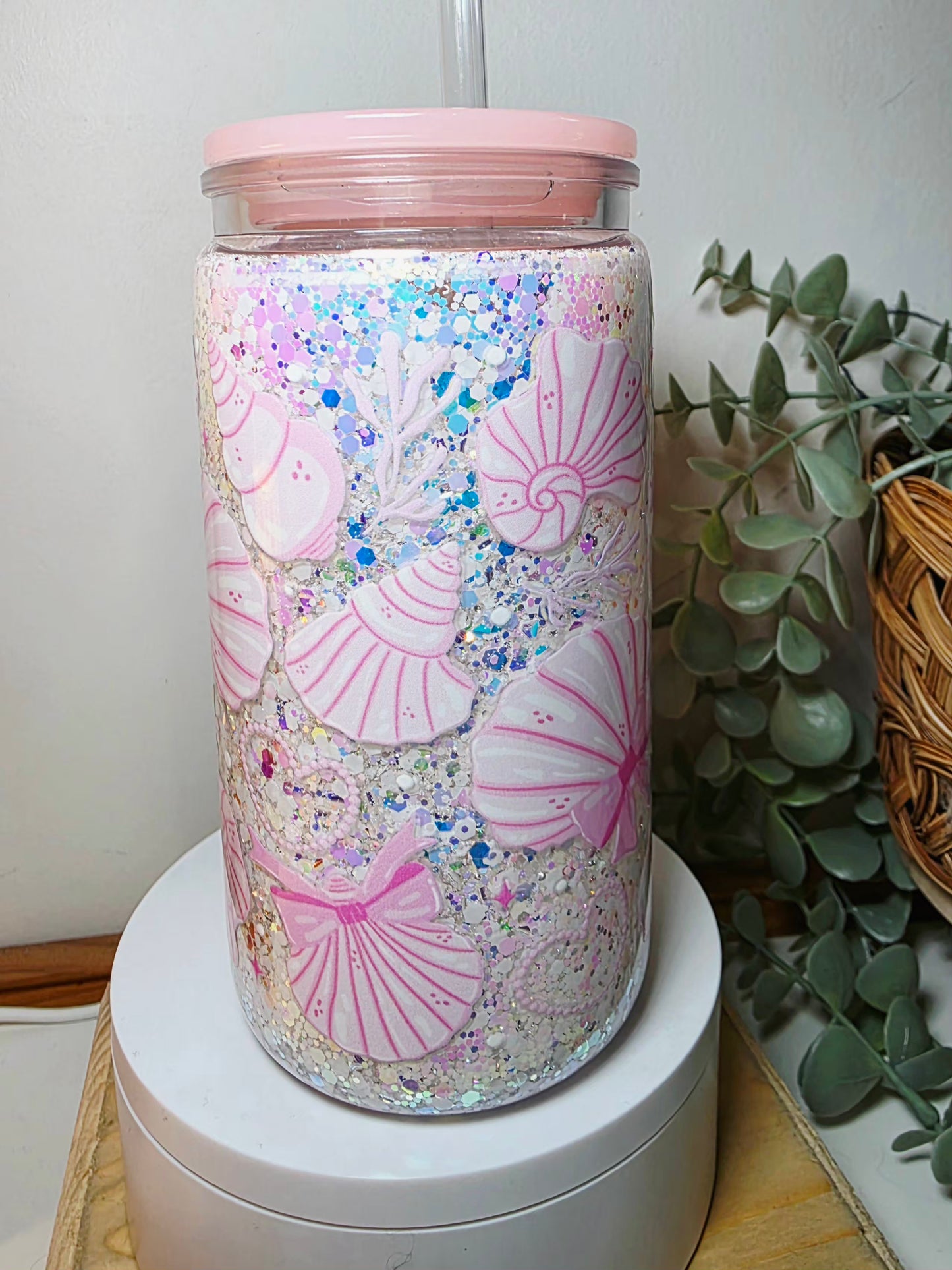 Pre-made 16oz acrylic snowglobe tumbler