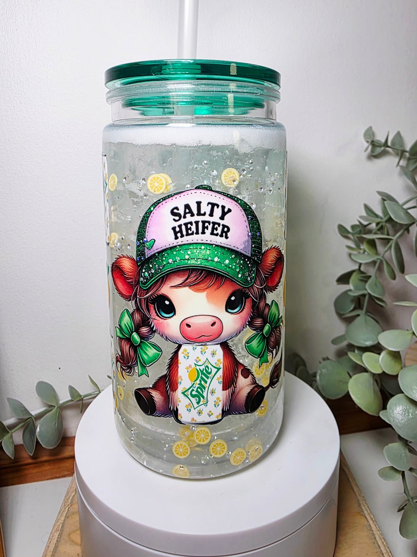 Pre-made 16oz acrylic snowglobe tumbler