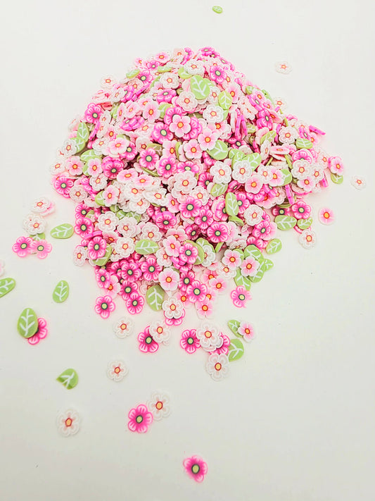 Pink flowers with leaf Clay slices
