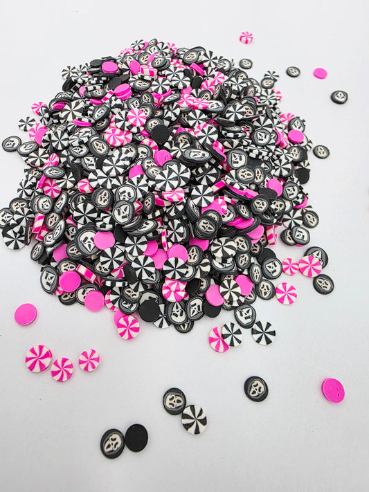 Pink Ghost face Polymer Clay