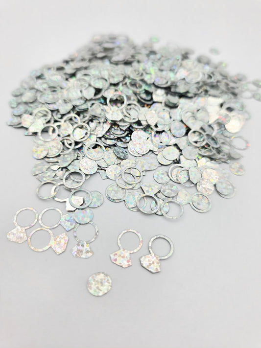 Silver Diamond Rings Shape Glitter