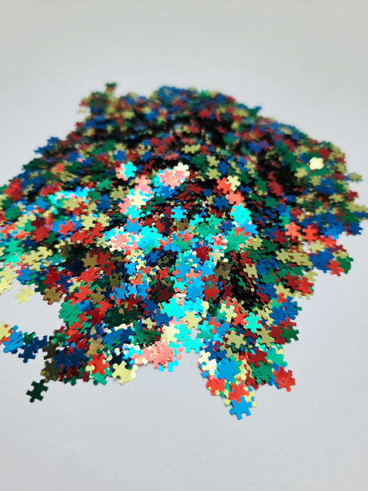 Puzzle Pieces Shape Glitter
