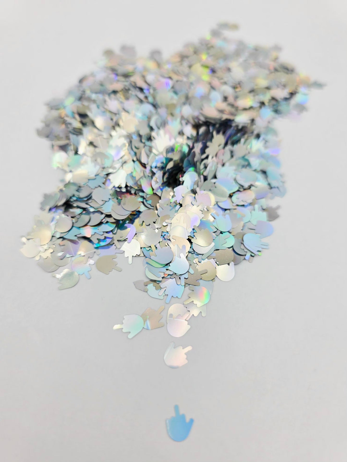 Silver Fingers Shape Glitter