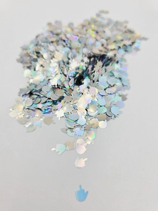 Silver Fingers Shape Glitter