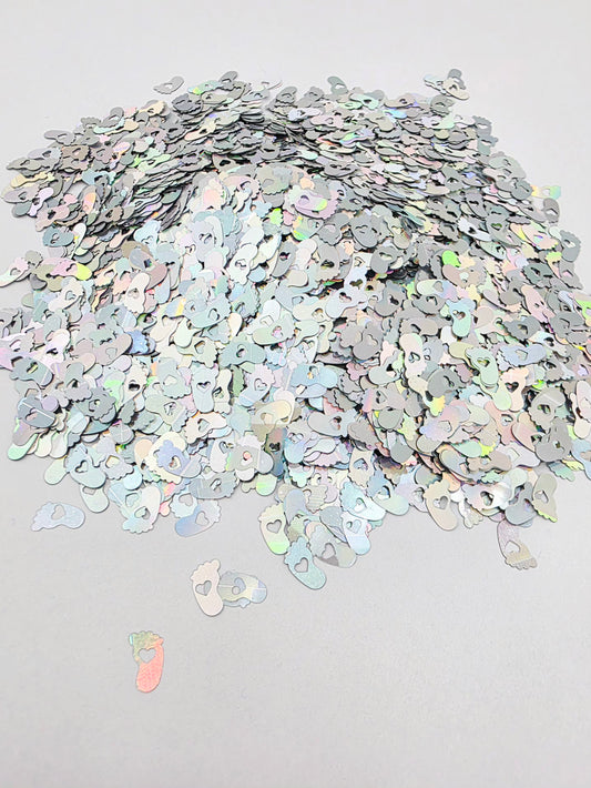 Silver Baby Feet Shape Glitter