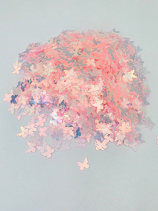 Pink Butterfly Reflective Pvc Shaped Glitter