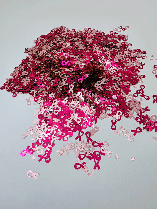 Pink Ribbon Shape Glitter