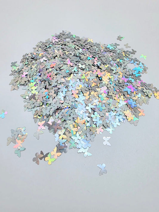 Silver Butterfly Shape Glitter