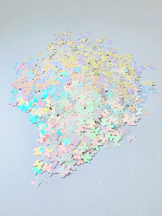 White Butterfly Shift Shape Glitter