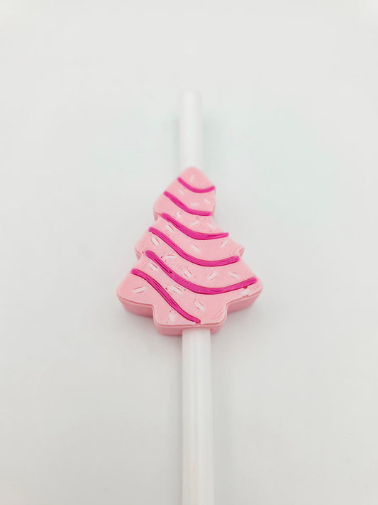 Pink little Debbie cake strawtopper
