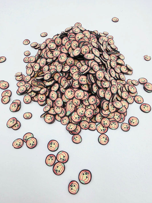 Pumpkin face Polymer clay slices