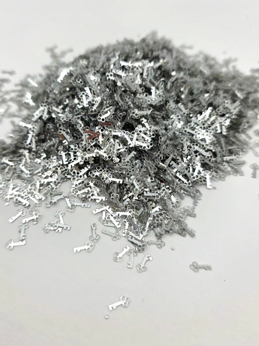 Silver Key Shape Glitter