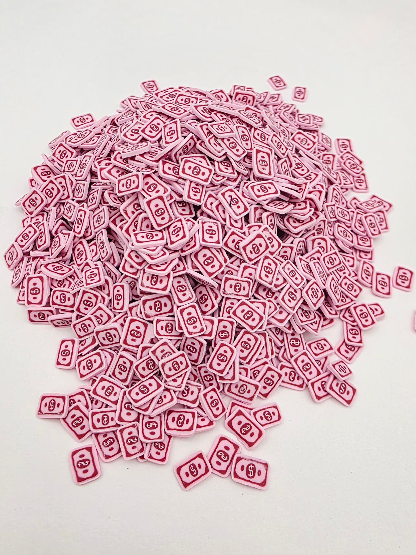 Pink cash Polymer Clay slices