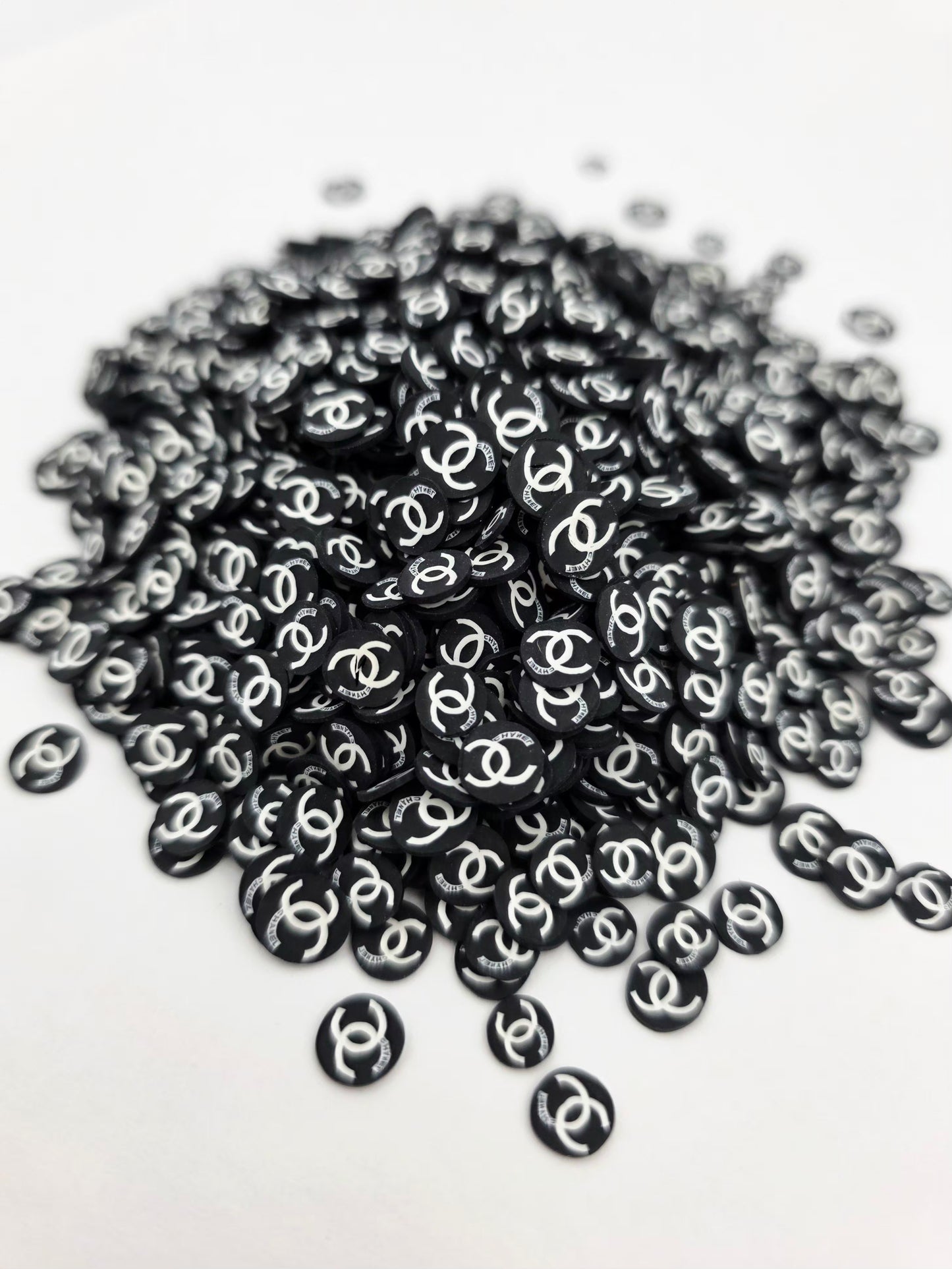 Black cc Polymer clay slices