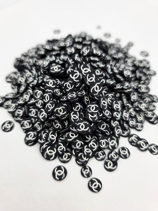 Black cc Polymer clay slices
