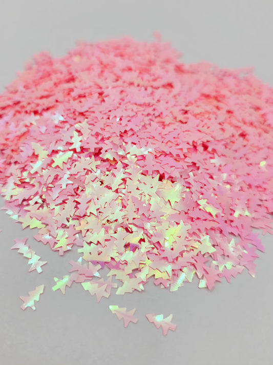 Pink Christmas Tree Shape Glitter