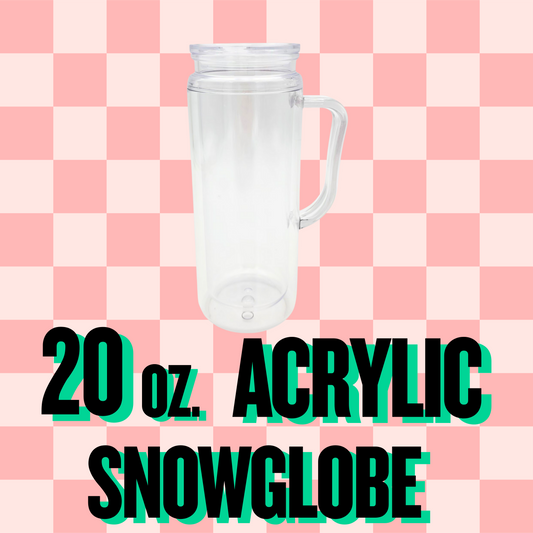 20oz. handled Acrylic snow globe tumbler