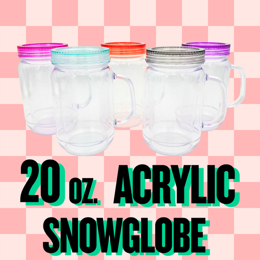 20oz. mason Acrylic snow globe tumbler