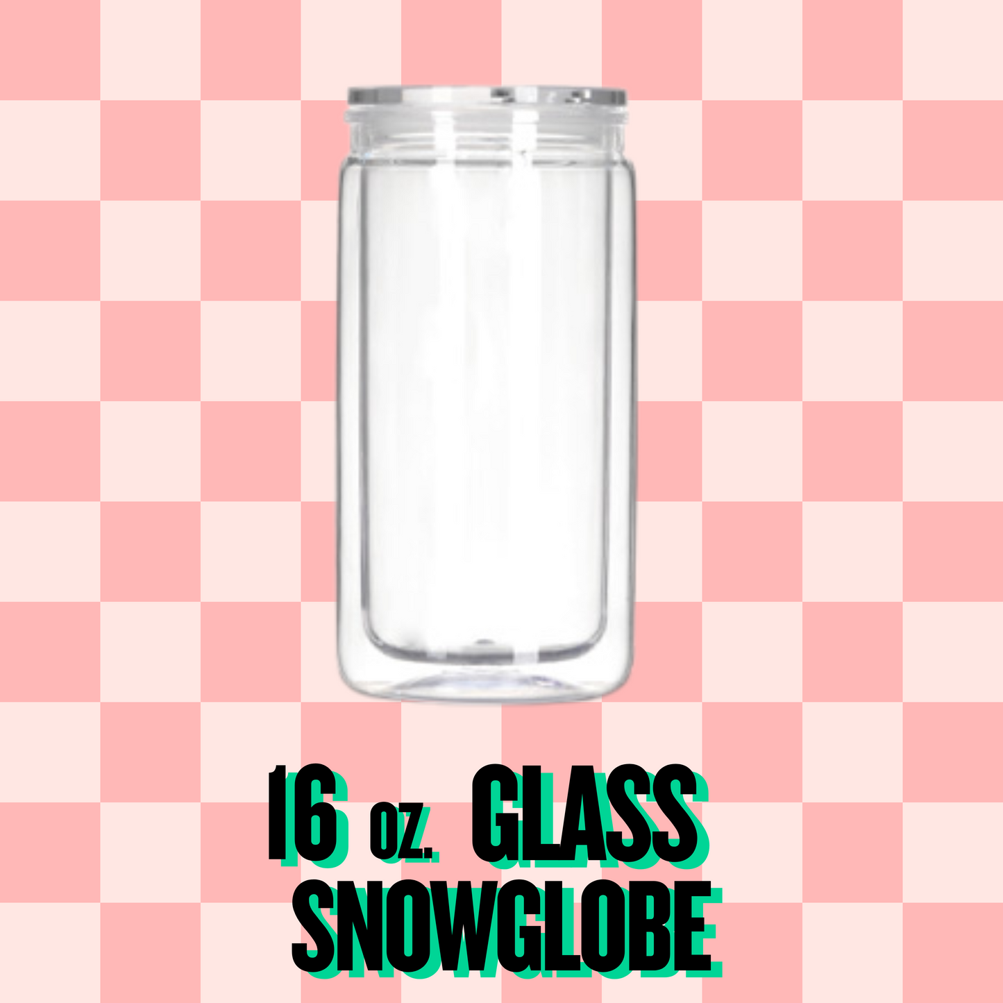 16oz Glass snow globe tumbler